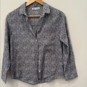Zara Kids Black and White Leopard Print Shirt